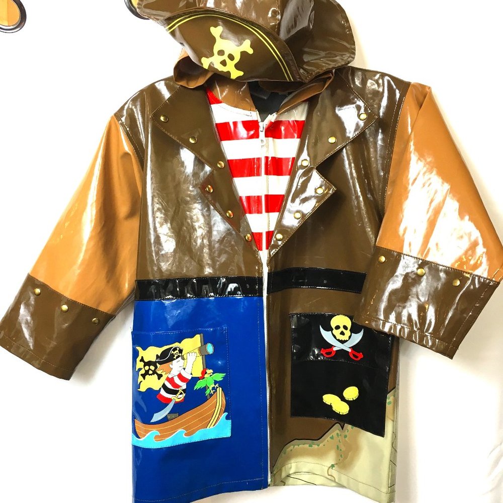 Pirate  Raincoat  with attached  Hooded Pirate Hat Kidorable